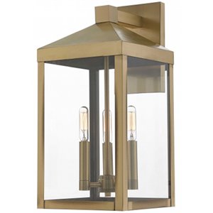 Livex Lighting Nyack 3 Light Outdoor Wall Lantern in Antique Brass