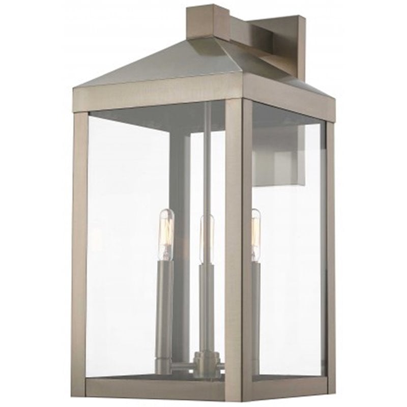 Livex Lighting Nyack 3 Light Outdoor Wall Lantern in Nickel