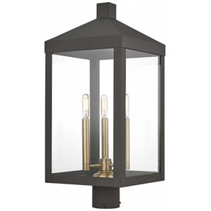 Livex Lighting Nyack 3 Light Outdoor Post Lantern in Bronze