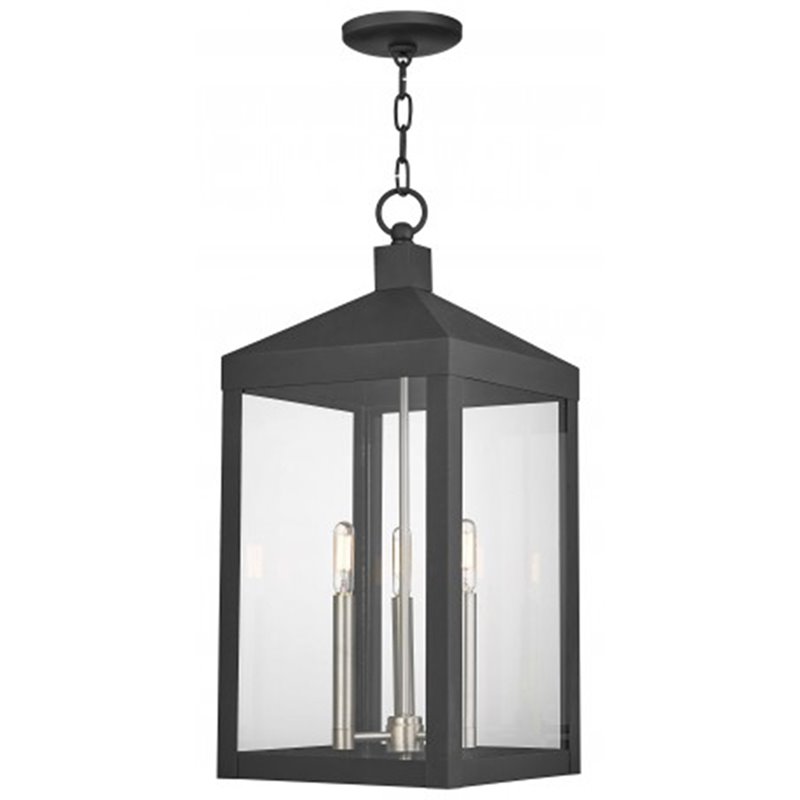 Livex Lighting Nyack 3 Light Outdoor Hanging Lantern in Black