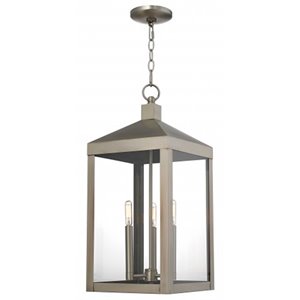 Livex Lighting Nyack 3 Light Outdoor Hanging Lantern in Nickel