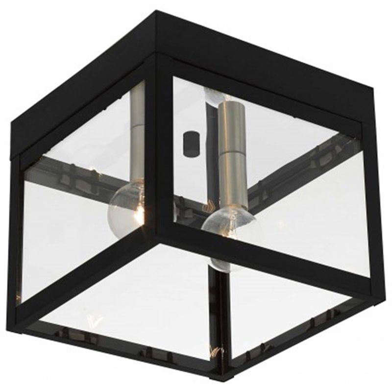 Livex Lighting Nyack 2 Light Outdoor Ceiling Mount in Black