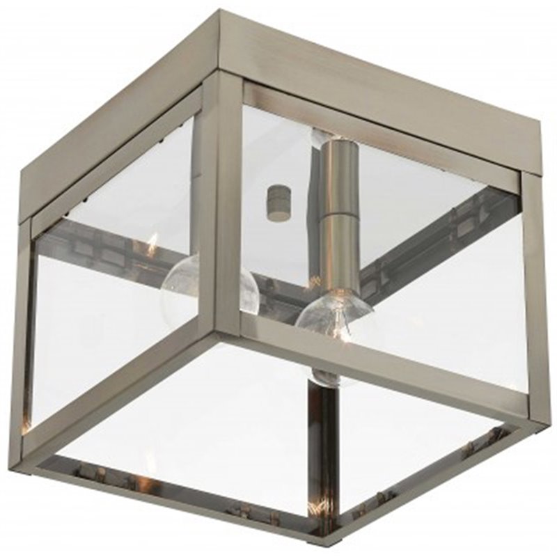 Livex Lighting Nyack 2 Light Outdoor Ceiling Mount in Nickel