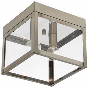 Livex Lighting Nyack 2 Light Outdoor Ceiling Mount in Nickel