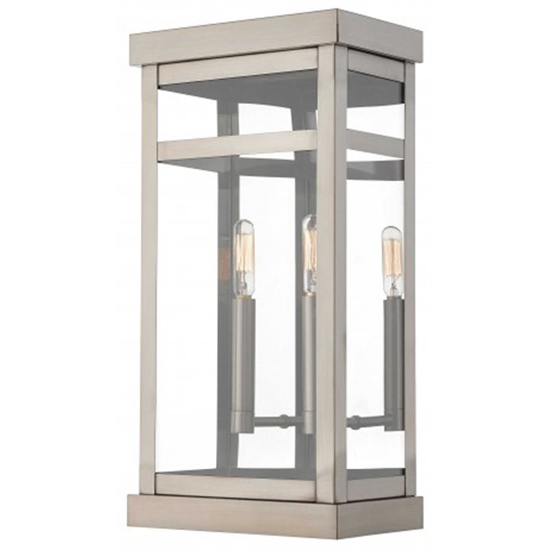 Livex Lighting Hopewell 2 Light Outdoor Wall Lantern in Brushed Nickel