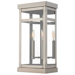 Livex Lighting Hopewell 2 Light Outdoor Wall Lantern in Brushed Nickel