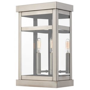 Livex Lighting Hopewell 2 Light Outdoor Wall Lantern in Brushed Nickel