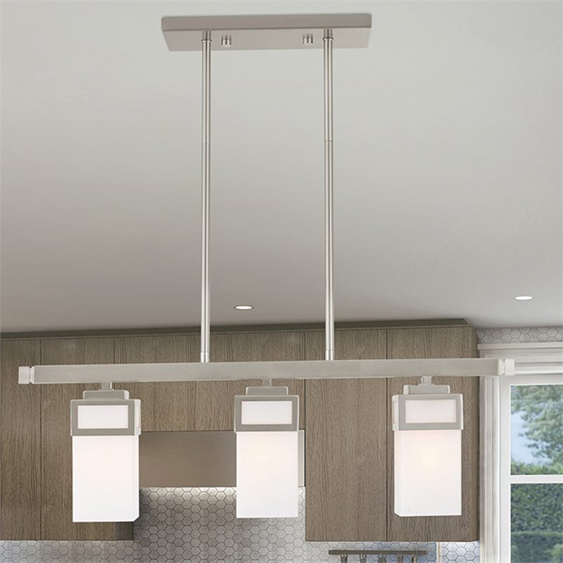 Livex Lighting Harding 3 Light Linear Chandelier in Brushed Nickel