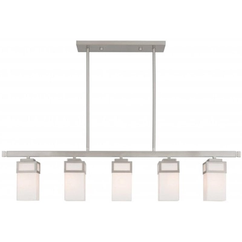 Livex Lighting Harding 5 Light Linear Chandelier in Brushed Nickel