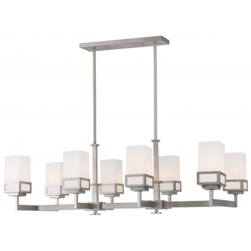 Livex Lighting Harding 8 Light Linear Chandelier in Brushed Nickel