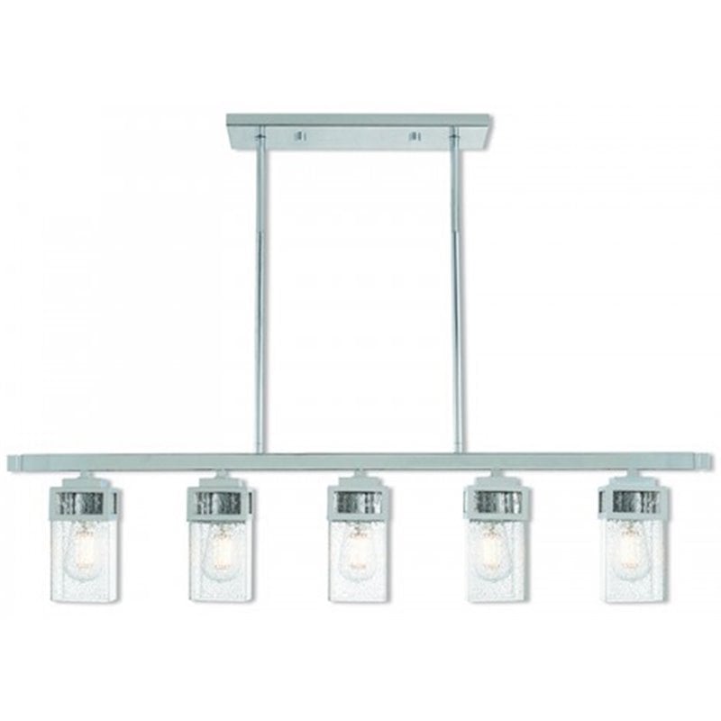 Livex Lighting Harding 5 Light Linear Chandelier in Polished Chrome
