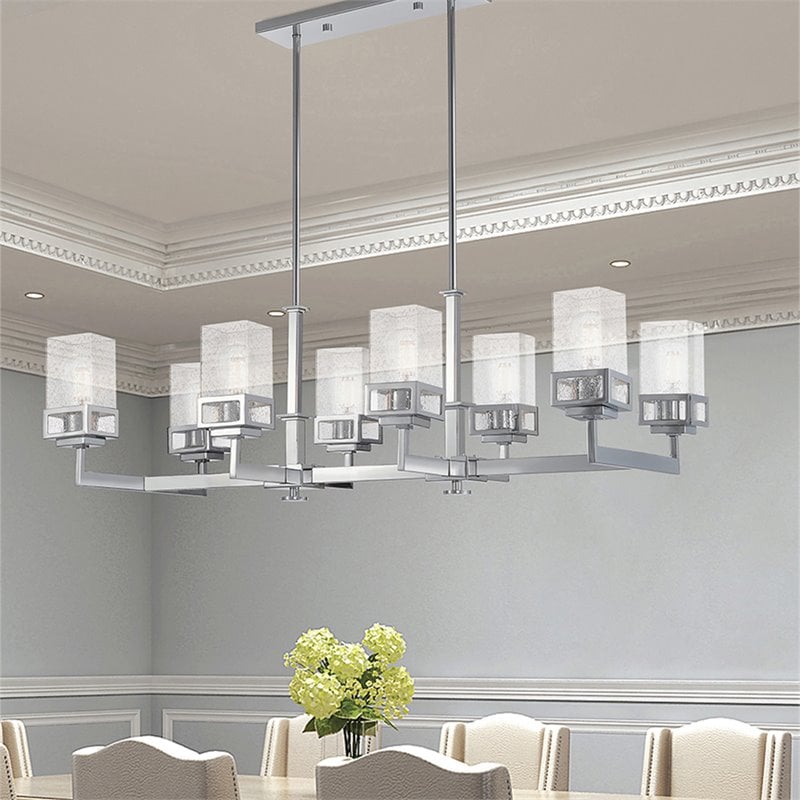 Livex Lighting Harding 8 Light Linear Chandelier in Polished Chrome