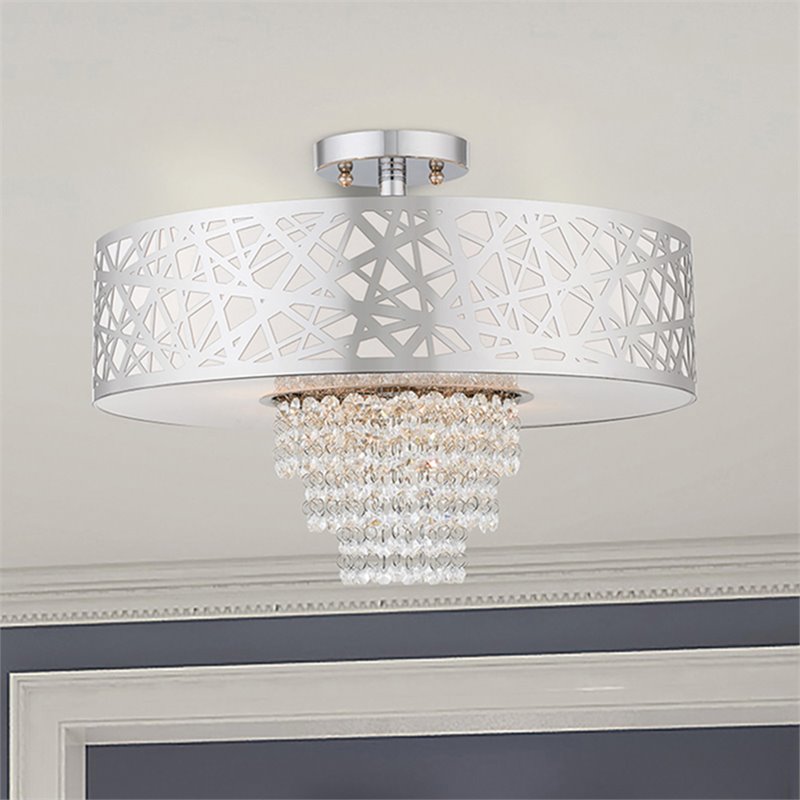 Livex Lighting Allendale 4 Light Semi Flush Mount in Polished Chrome