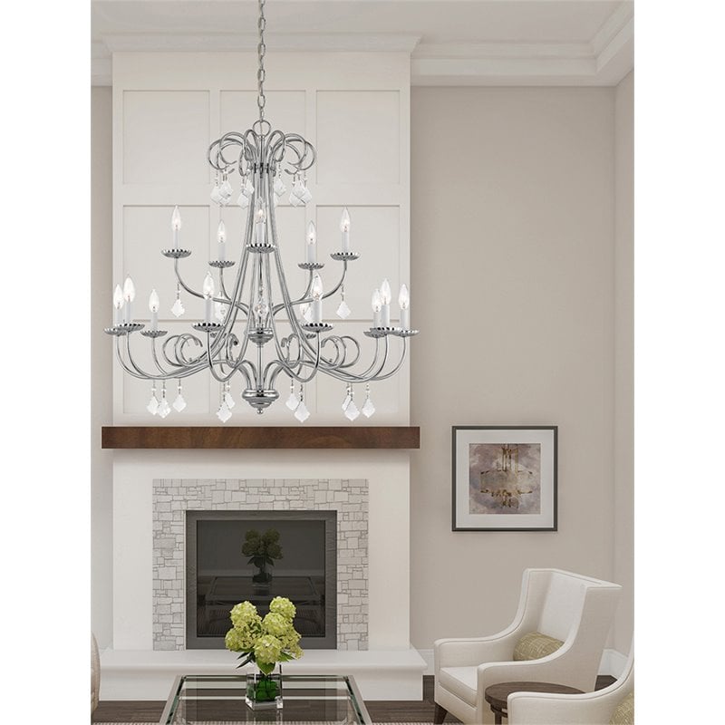 Livex Lighting Daphne 15 Light Foyer Chandelier in Polished Chrome