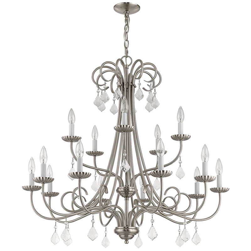 Livex Lighting Daphne 15 Light Foyer Chandelier in Brushed Nickel