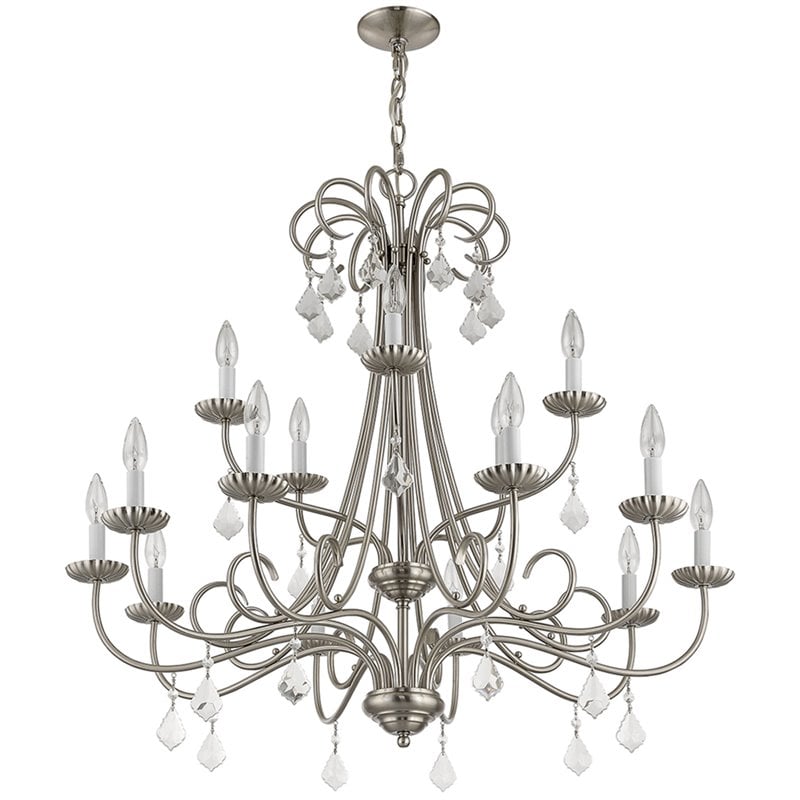 Livex Lighting Daphne 15 Light Foyer Chandelier in Brushed Nickel