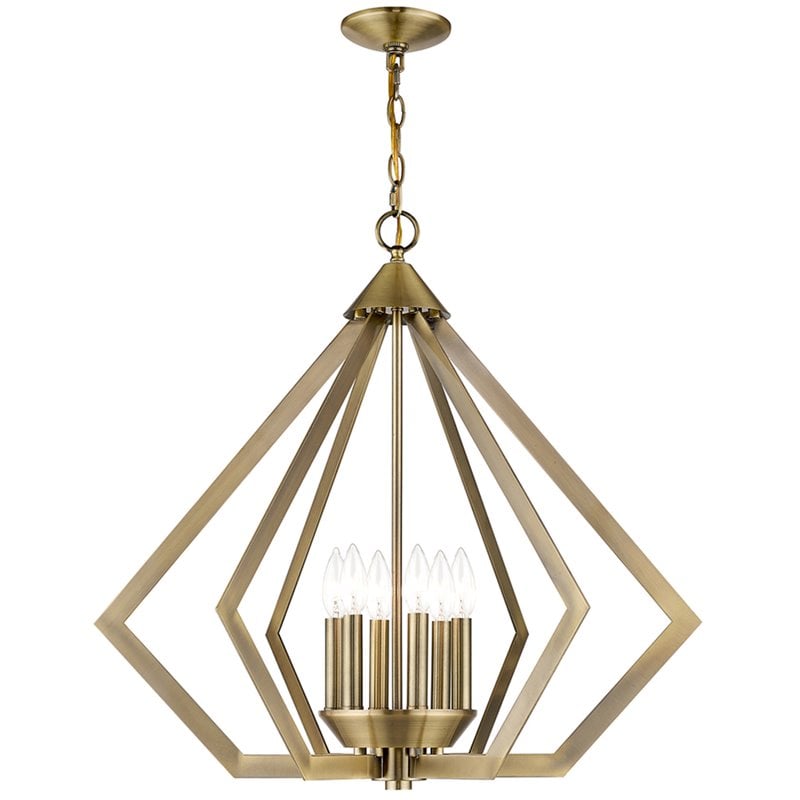 Livex Lighting Prism 6 Light Chandelier in Antique Brass