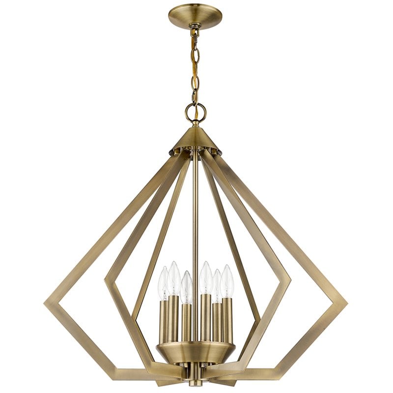 Livex Lighting Prism 6 Light Chandelier in Antique Brass