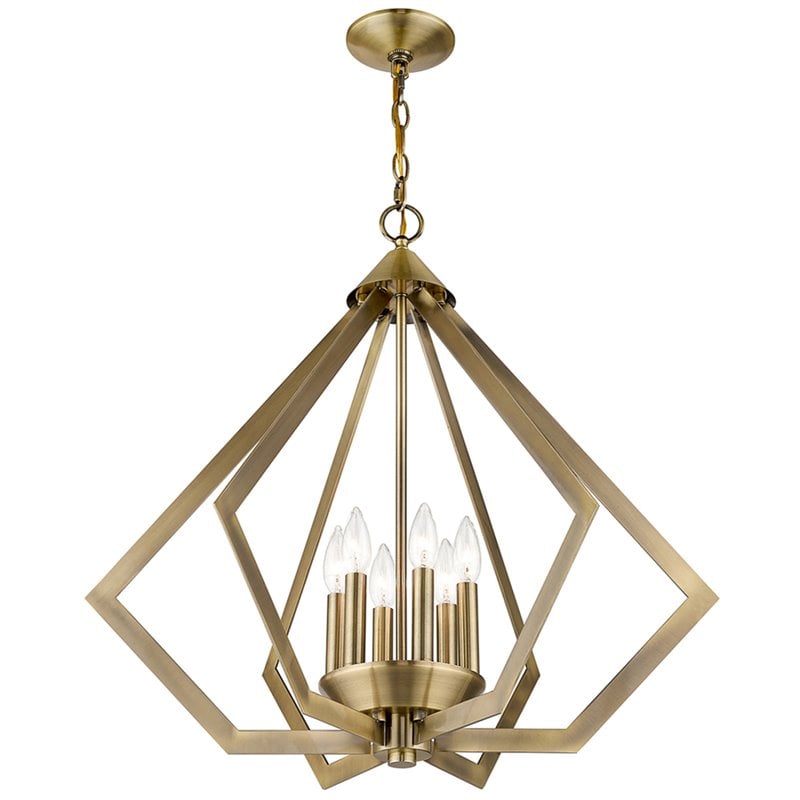 Livex Lighting Prism 6 Light Chandelier in Antique Brass