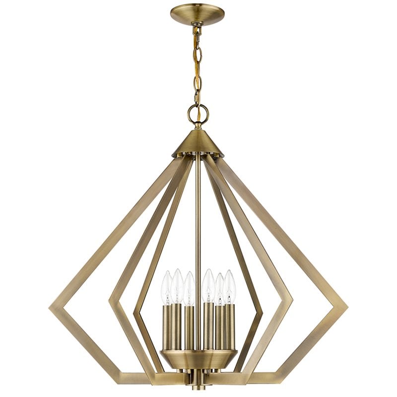 Livex Lighting Prism 6 Light Chandelier in Antique Brass