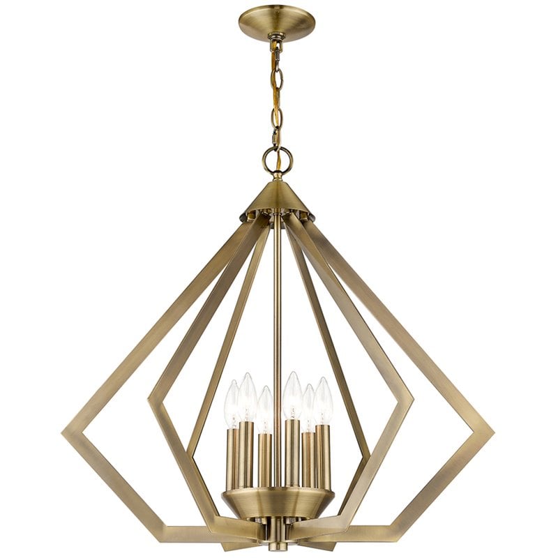 Livex Lighting Prism 6 Light Chandelier in Antique Brass