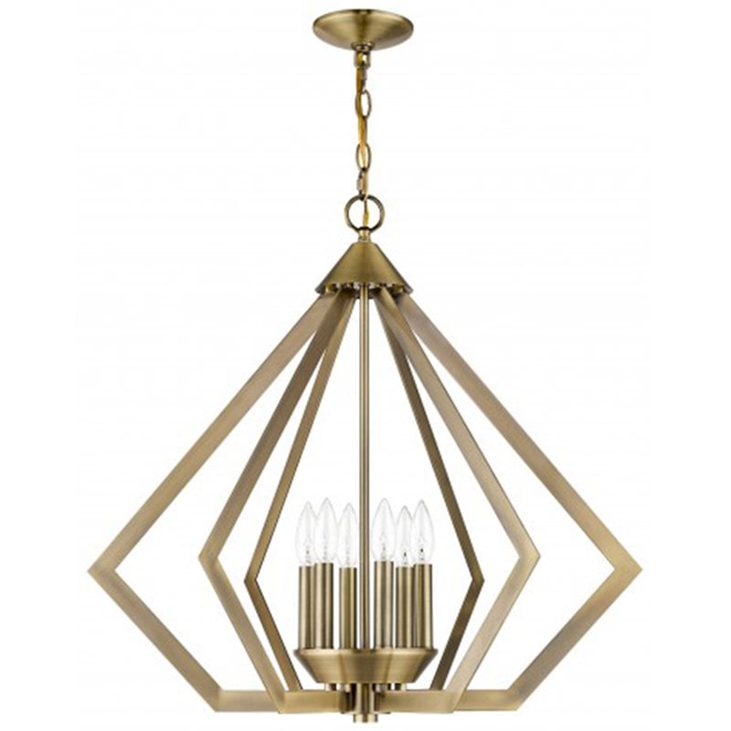 Livex Lighting Prism 6 Light Chandelier in Antique Brass
