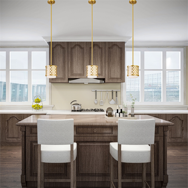 Livex Lighting Arabesque 1-Light Transitional Metal Single Pendant in Soft Gold