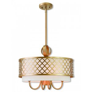 Livex Lighting Arabesque 5 Light Pendant Light in Soft Gold