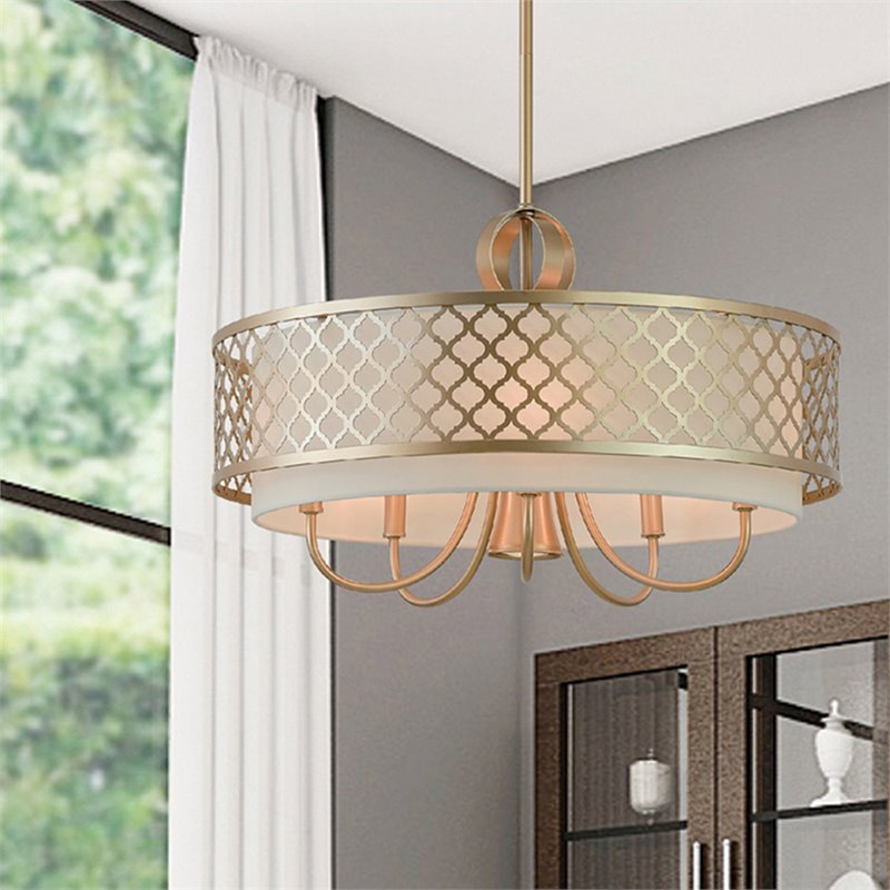 Livex Lighting Arabesque 6 Light Pendant Light in Soft Gold