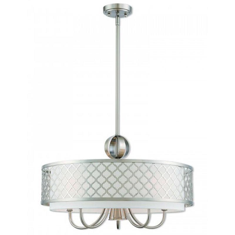Livex Lighting Arabesque 6 Light Pendant Light in Brushed Nickel