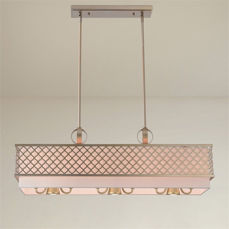 Livex Lighting Arabesque 9 Light Linear Chandelier in Soft Gold
