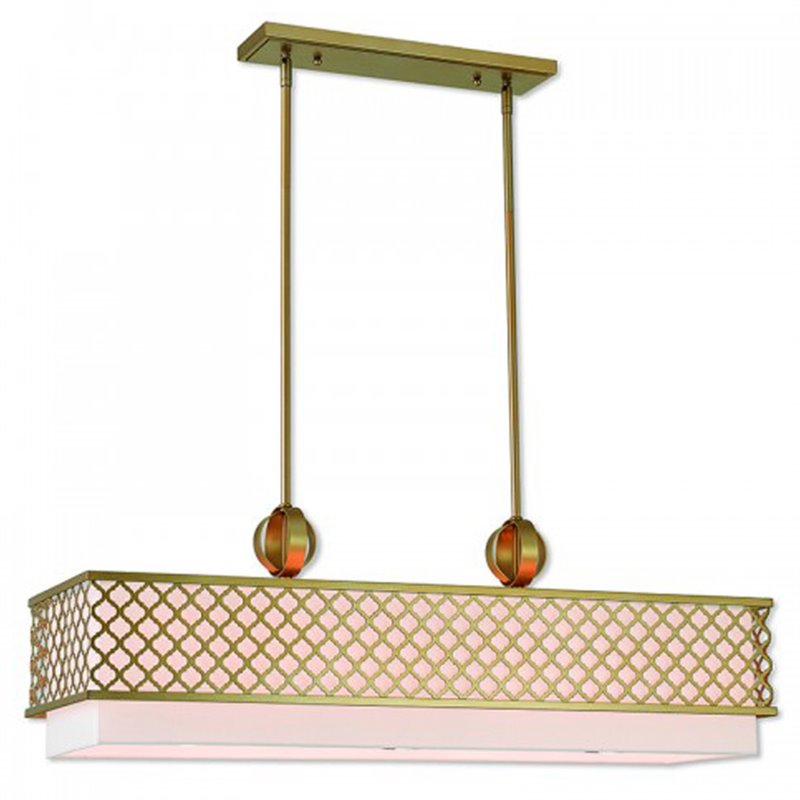 Livex Lighting Arabesque 9 Light Linear Chandelier in Soft Gold