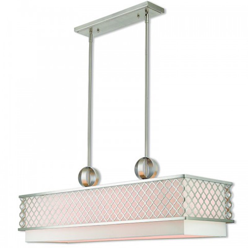 Livex Lighting Arabesque 9 Light Linear Chandelier in Brushed Nickel