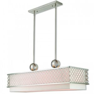 Livex Lighting Arabesque 9 Light Linear Chandelier in Brushed Nickel