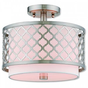 Livex Lighting Arabesque 2 Light Semi Flush Mount in Brushed Nickel