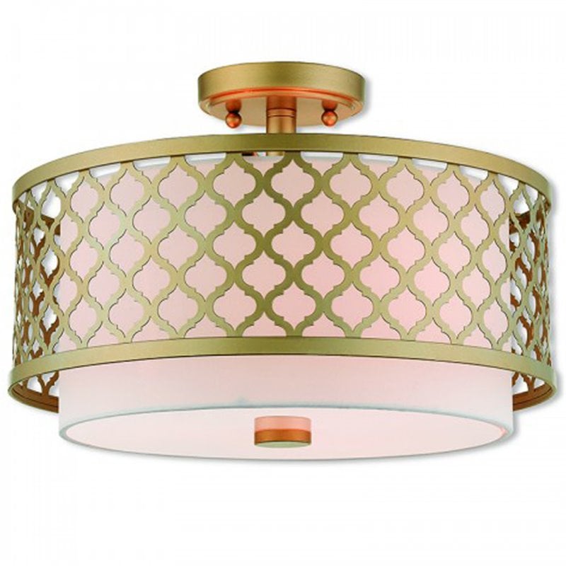 Livex Lighting Arabesque 3 Light Semi Flush Mount in Soft Gold