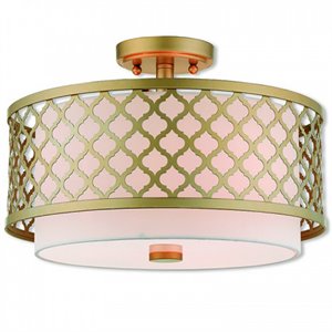 Livex Lighting Arabesque 3 Light Semi Flush Mount in Soft Gold