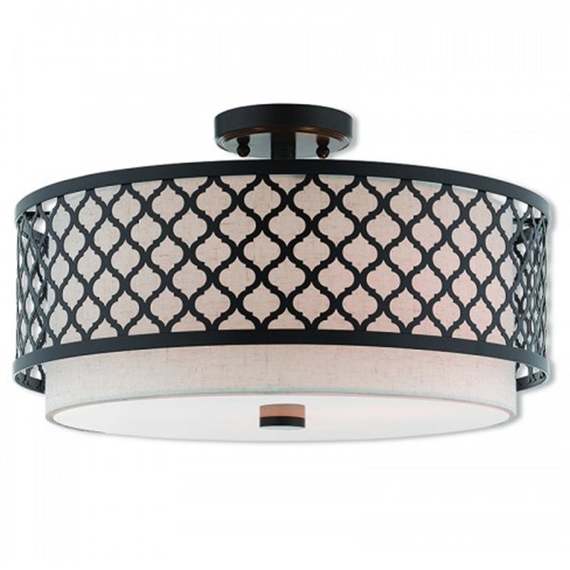 Livex Lighting Arabesque 3 Light Semi Flush Mount in English Bronze