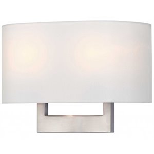 Livex Lighting 14&quot 2-Light Metal & Fabric ADA Wall Sconce in Brushed Nickel
