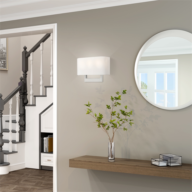 Livex Lighting 3-Light Contemporary Metal & Fabric Wall Sconce in Brushed Nickel