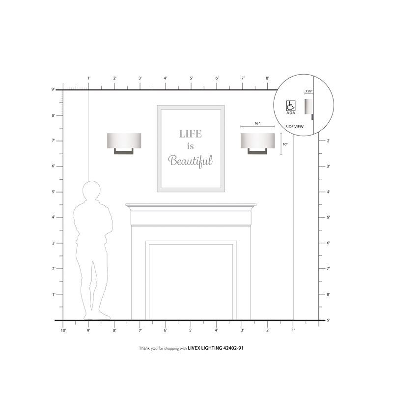 Livex Lighting 3-Light Contemporary Metal & Fabric Wall Sconce in Brushed Nickel