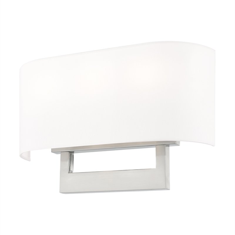 Livex Lighting 3-Light Contemporary Metal & Fabric Wall Sconce in Brushed Nickel