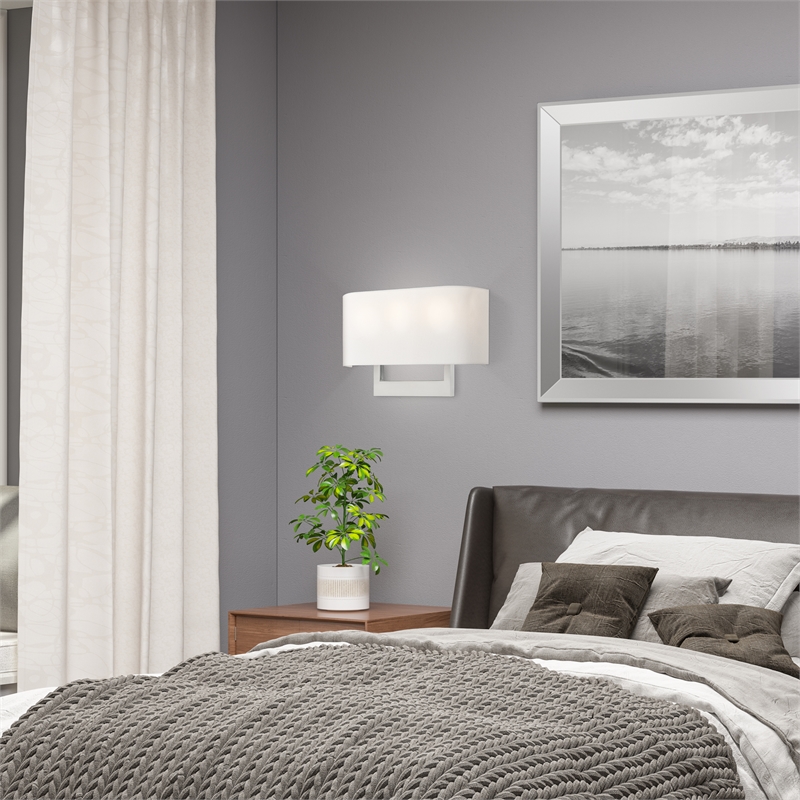 Livex Lighting 3-Light Contemporary Metal & Fabric Wall Sconce in Brushed Nickel
