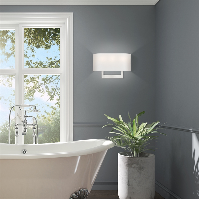 Livex Lighting 3-Light Contemporary Metal & Fabric Wall Sconce in Brushed Nickel