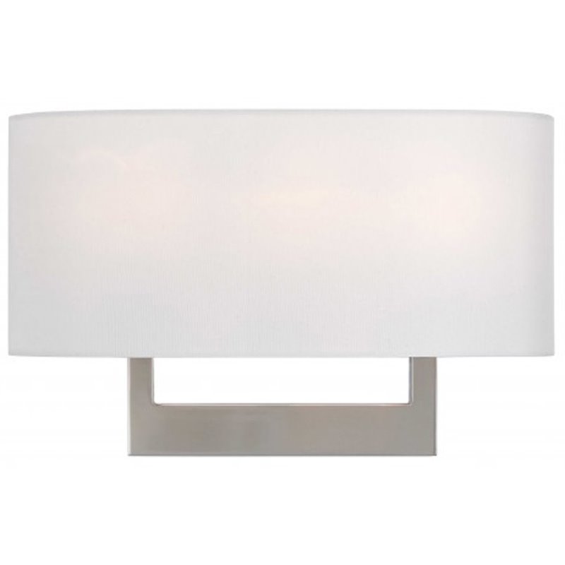 Livex Lighting 3-Light Contemporary Metal & Fabric Wall Sconce in Brushed Nickel