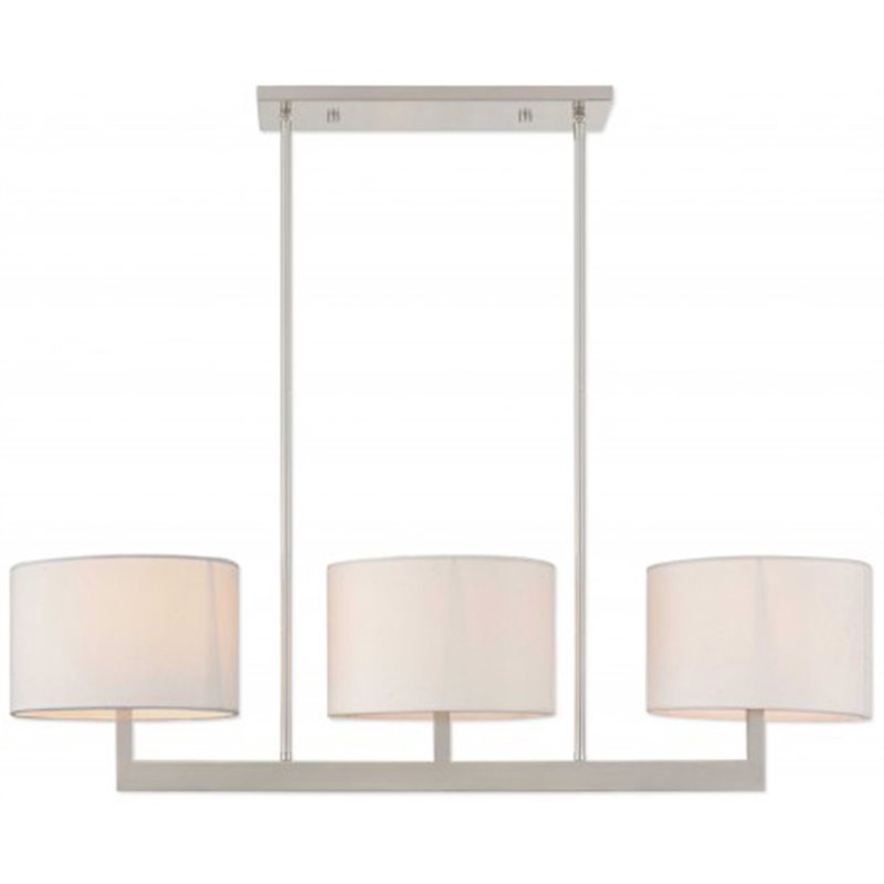 Livex Lighting Hayworth 3 Light Linear Chandelier in Brushed Nickel