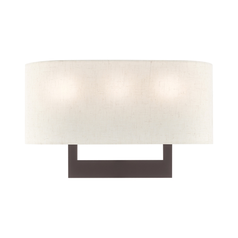Livex Lighting 3-Light Contemporary Metal & Fabric Wall Sconce in Bronze