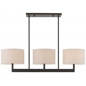 Livex Lighting Hayworth 3 Light Linear Chandelier in Bronze