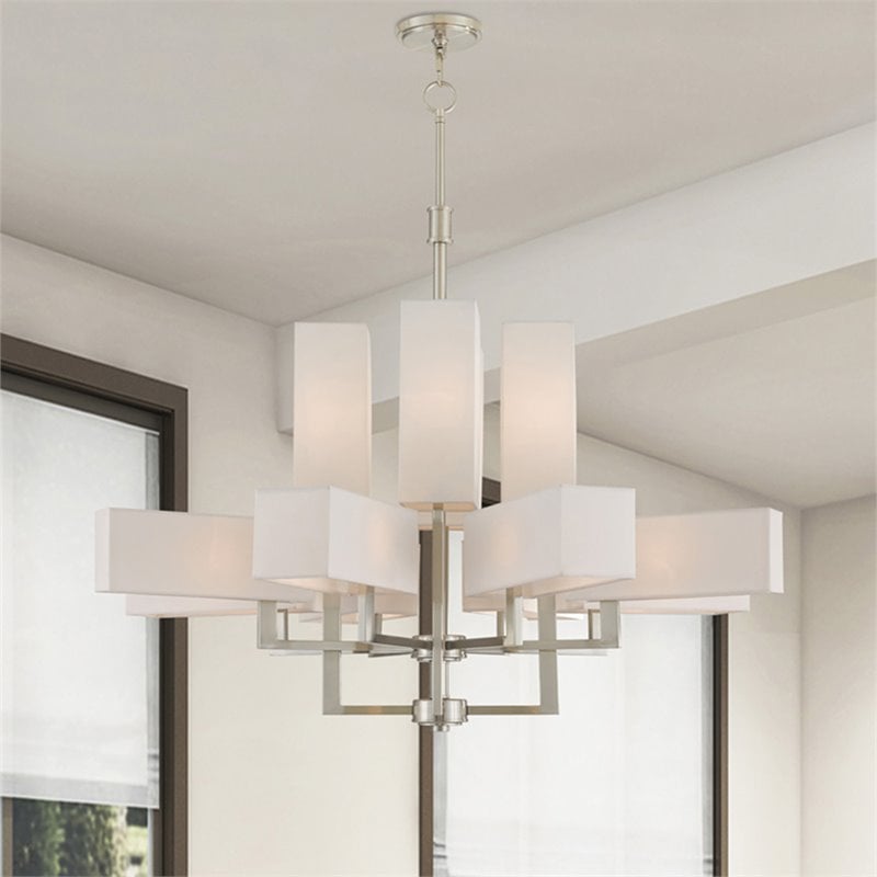 Livex Lighting Rubix 12 Light Foyer Chandelier in Brushed Nickel