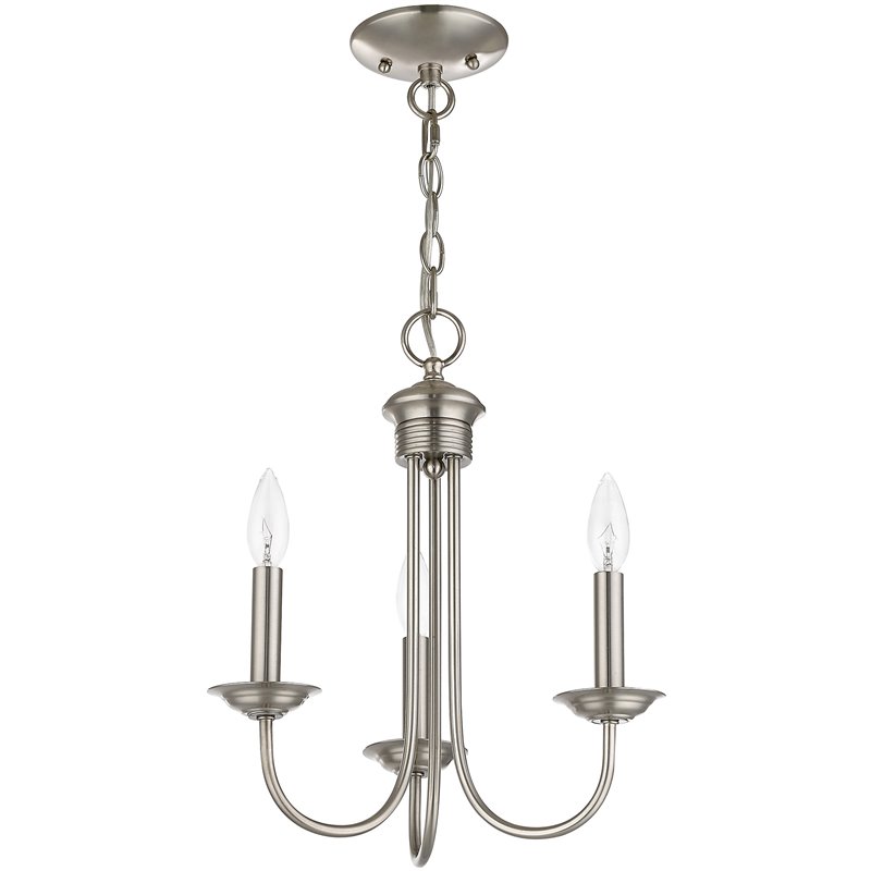 Livex Lighting Estate 3 Light Chandelier in Brushed Nickel